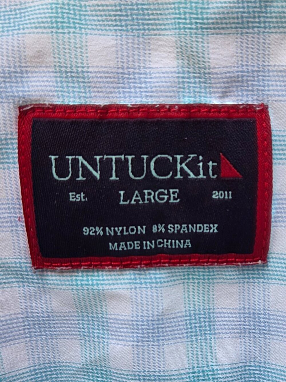 NWOT-UNTUCKit Performance Shirt Men L Blue Plaid Preppy